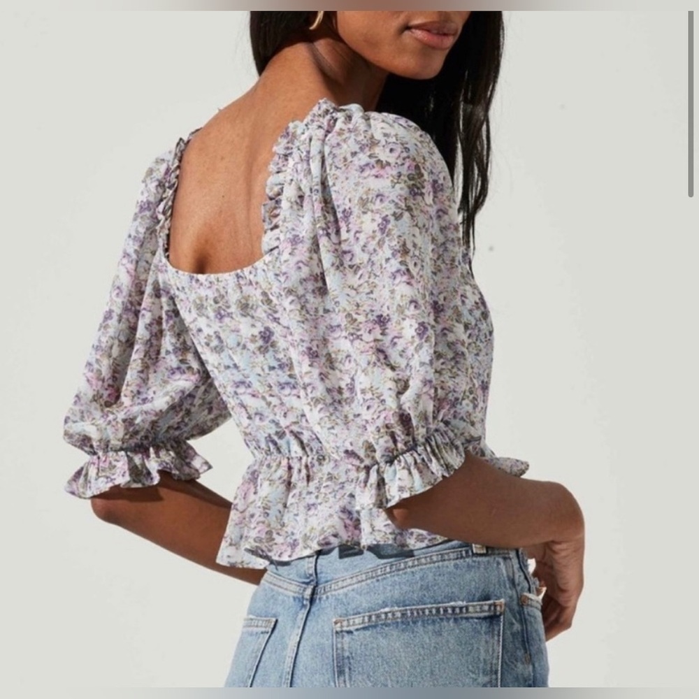 Astr Floral Ruffle Corset Blouse - Picture 4 of 5